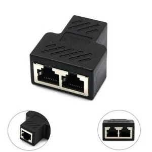RJ45 Splitter Adapter 1 To 2 Ways Dual Female Port CAT5/6 LAN Ethernet Cable e - Picture 1 of 11