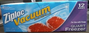 Ziploc Vacuum Bag Refills Quart Size Freezer 12 Bags Brand New For Use With Pump - Picture 1 of 1