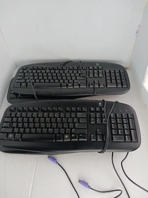 Lpt of 4 Logitech Deluxe Computer Keyboard PS2 Black Y-SU61 *TESTED* - Image 1 of 4