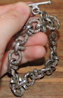 Mexican Sterling Silver 925 Heavy Chain Link Mexico Toggle Clasp Bracelet 56g