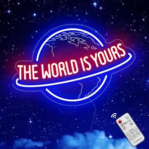 The World Is Yours Leuchtreklame, Handmade Planet the World Is Yours LED Neonlicht - Bild 1 von 8