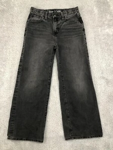 Old Navy Jeans Girls 14 Black High Rise Baggy Wide Leg Adjustable Waist - Picture 1 of 16