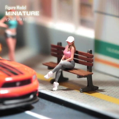 ANT Resin 1/64 Diorama Miniature Toys Figures Pink Sitting Girl Anime Doll Paint - Image 1 of 4