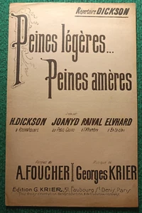 PARTITION MUSICALE - Peines légères, amères - Répertoire DICKSON - Musique KRIER - Imagen 1 de 4
