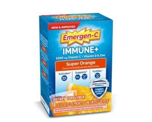 Emergen-C Immune+ 1000 mg Vit C + D & Zinc, Super Orange 10 Packets 885898330336 - Picture 1 of 1