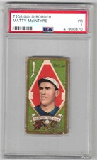 1911 T205 Gold Border MATTY McINTYRE PSA 1 Chicago White Sox  Sweet Caporal back