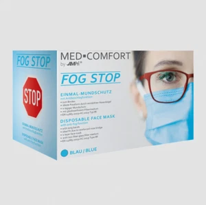 Med Comfort Vlies-Mundschutz Fog Stop Antibeschlag-Schutz 4-lagig OP-Maske, Blau - Bild 1 von 5