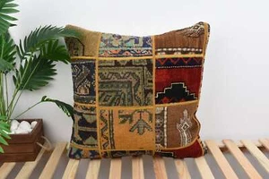 Vintage Pillow, Vintage Kilim Pillow, Pillow Case, 24"x24" Orange Pillow Case - Picture 1 of 6