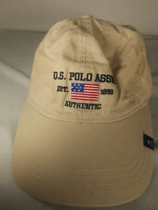 US POLO ASSN Strap Back Baseball Cap Hat Adult Adjustable Beige 100% Cotton - Picture 1 of 7