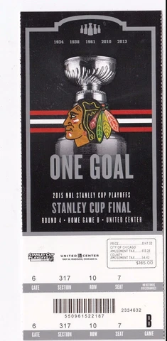 2015 CHICAGO BLACKHAWKS VS TAMPA BAY LIGHTNING STANLEY CUP TICKET STUB GAME #4 Cover