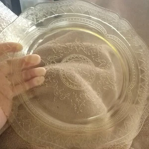 Vintage Yellow Federal Depression pressed Glass platter-scalloped edge - Picture 1 of 7