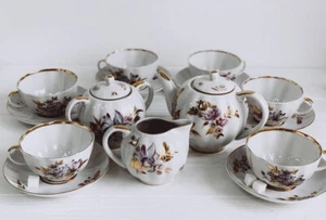 Juego de té de porcelana LFZ Lomonosov para 6 personas vintage soviética URSS CCCP - Imagen 1 de 8