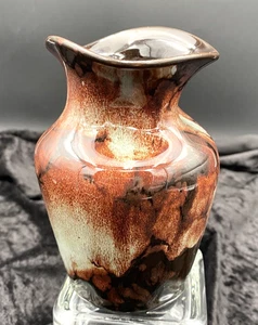 Handmade Ewenny Pottery (Bridgend, Wales) Medium Crumple Vase, Brown Glaze - Picture 1 of 8