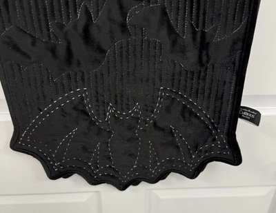 NWT Cynthia Rowley Velvet Black Bats Halloween Table Cloth Runner Goth Witchy - Image 1 of 4