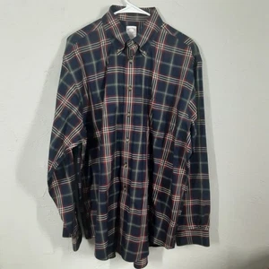 Brooks Brothers Herren L Tartan Karo Langarm Knopfleiste Hemd Bügelfrei Supima - Bild 1 von 8