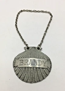 Metall Jakobsmuschel Muschel Schnaps Flasche Dekanter Spirituosen Etikett Etikett & Kette 5 cm CN1 P451 - Bild 1 von 11