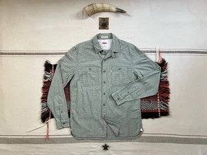 Levi's Work Deck Shirt M Vintage Clothing 2013 Tab Chin Collar Green Check LNWOT - Picture 1 of 19