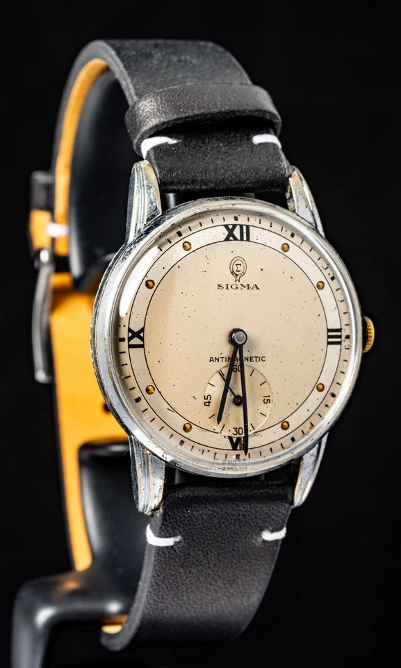 Reloj suizo vintage Sigma con esfera de remolque cuerda manual para hombre -- funcionando, caja Ø33 mm Foto 1 de 4