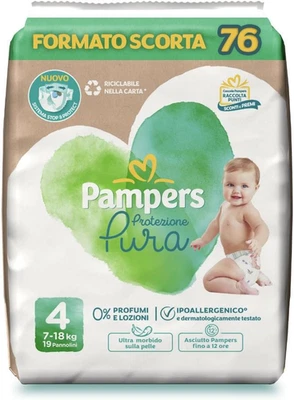Protezione Pura, 76 Pannolini Ipoallergenici Con 0% Profumo E Lozioni, Taglia 4  - Immagine 1 di 4