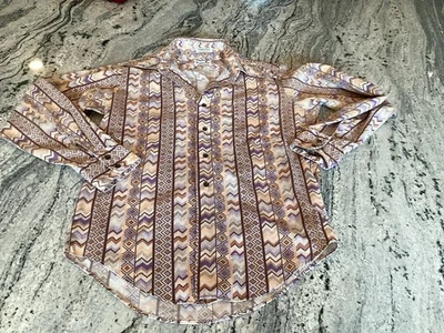 VGT Cambridge Orange Purple Aztec Dagger Collar Shirt Medium  - Image 1 of 4