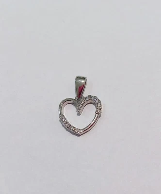 Ciondolo pendente cuore oro bianco 18 kt 750%  con zirconi bianchi - Immagine 1 di 4