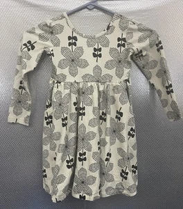 Hanna Andersson Kids Dress Sz 110 US Sz 5 Cream Floral Skater Twirl w Pockets - Picture 1 of 6