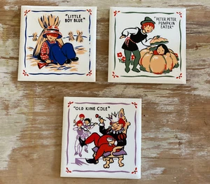 Azulejos de rima infantil vintage placas decoración Kay-Tee Pumpkin Eat King Cole Boy azul - Imagen 1 de 6