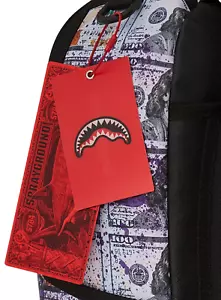 Sprayground Hundred Dollar Note Monogram Backpack Shark Paris School Books Bag - Picture 1 of 8