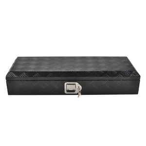 34.5"X13"X6.5" ALUMINUM TRUCK BED TOOL BOX PICKUP TRAILER STORAGE+LOCK BLACK - Picture 1 of 12
