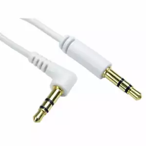 1M Delgado Blanco AUXILIAR Ángulo Recto 3,5 mm a Recto Conector Estéreo Cable Audio para Auriculares - Imagen 1 de 1