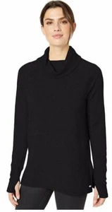 Women's Studio SMALL Black Terry Long-Sleeve Funnel-Neck Tunic - Picture 1 of 11