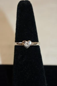 NWT 0.24 CT Genuine Round Diamond Heart Ring 14K White Gold Size 6.5 On Sale - Picture 1 of 4
