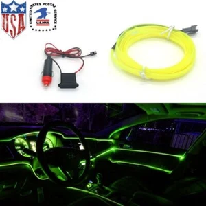 Car Interior 2M LED Light Lamps Atmosphere Glow EL Wire Neon String Strip Decals - Picture 1 of 18