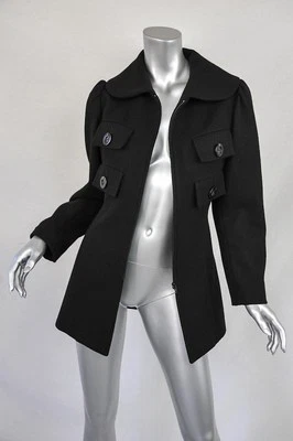 YOHJI YAMAMOTO Mujer Negro Cremallera Bolsillo Chaqueta Chaquetón Abrigo 2 Foto 1 de 4