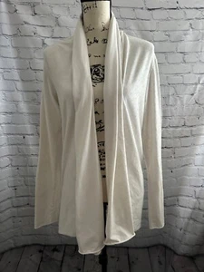 Labo Art White Cotton Blend Open Front Cardigan Sweater Size 2 *flaw* - Picture 1 of 6
