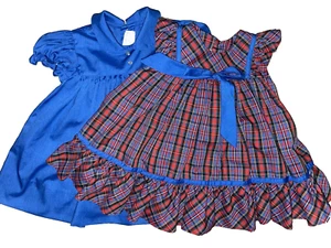Vintage C.I. Abito da bambina Castro 24 MB e Pinafore anni '80 made in USA - Foto 1 di 12