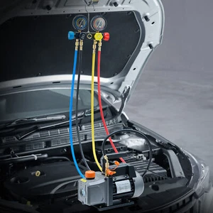 HVAC Automotive AC Vacuum Pump w Leak Detector & Manifold Gauge Set 1/3 HP 4 CFM - Picture 1 of 8