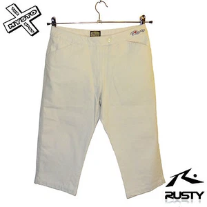 PANTALÓN CORTO MUJER OXIDADO CAPRI 3/4 CEMENTO GRANDE 30" CINTURA SURF NUEVO CON ETIQUETAS - Imagen 1 de 1