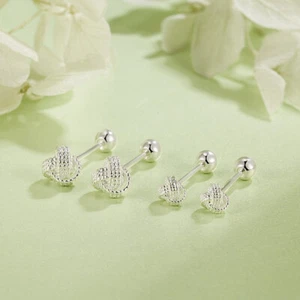 Shiny 925 Sterling Silver Cute Small Love Knot Plain Stud Earrings Women Gift UK - Picture 1 of 9