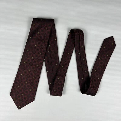 Corbata geométrica de seda pura borgoña 365$ Kiton nueva con etiquetas Foto 1 de 4