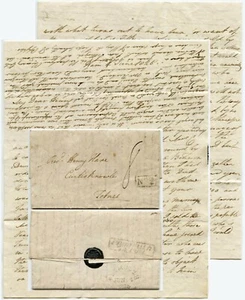 1825 LETTER SALTASH COLLINS to REV.HENRY HARE No.2 BOXED + PLYMOUTH PENNY POST - Picture 1 of 7