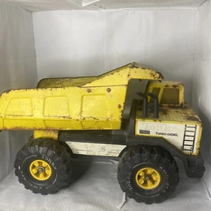 Vintage 1980s 16” Mighty Tonka XMB-975 Metal Dump Truck Yellow Turbo Diesel - Picture 1 of 10