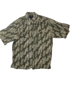 Route 66 Shirt Mens L Cotton Olive Dark Leafs - Picture 1 of 6