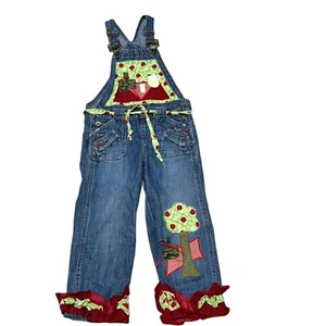 Apple Theme Custom Denim Overalls Pageant Denim Wear Size 5 Girls - Picture 1 of 6