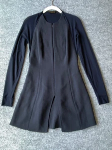 Donna Karan Wool Dress Size 6 Navy Blue Chiffon Made in USA Ships Fast - Picture 1 of 18