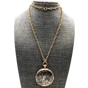 MFA Pocket Watch Locket Pendant Necklace Enamel - Picture 1 of 21