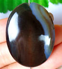 40x30x7mm Brown Stripes Onyx Agate Oval Heigth Holes Pendant Bead Bv68153