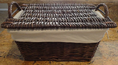 Lined Basket Top Linen Cotton Deep Wood Dark Brown Holiday New Beautiful! Cover
