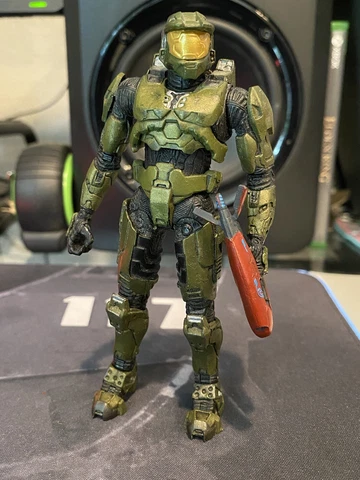 McFarlane Halo 2 Series 8 Spartan Master Chief Action Figure Metallic Rifle Rare Cover