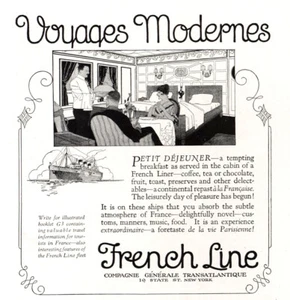1922 French Line: Petit Dejeuner Tempting Breakfast Vintage Print Ad - Picture 1 of 1